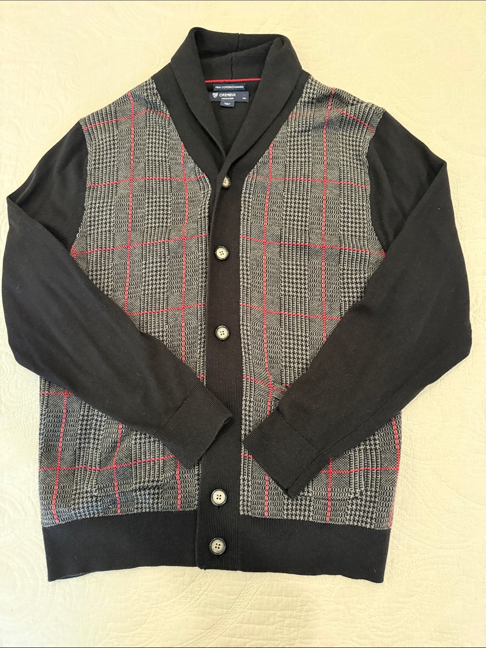 Cremieux Black and Red Cardigan Sweater